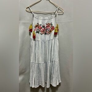 Altar’d State Embroidered Tassel Boho Cotton Dress Size L